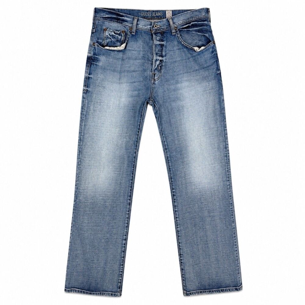 Guess Jeans Men’s 36 Blue Denim Straight Leg Relaxed Fit Vintage Y2K Designer